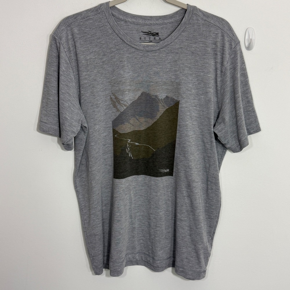Sitka Gear Mens T Shirt Large Gray Mountain Graphic Hiking Outdoor Gorpcore